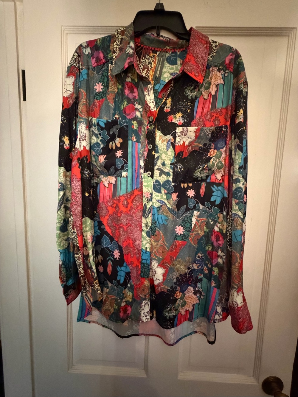 Anthropologie Printed Long-Sleeve Patchwork Floral Shirt - Multicolor